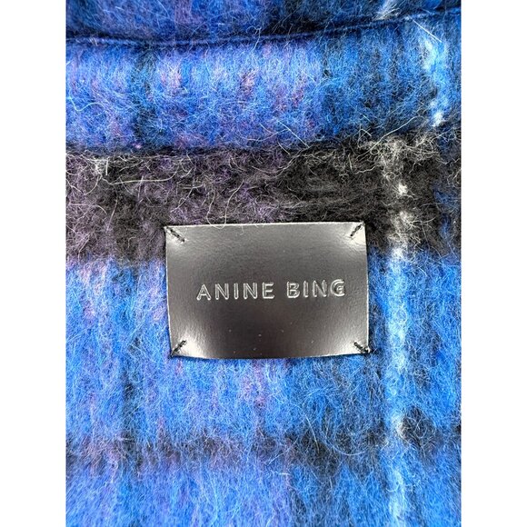 Anine Bing Samone Jacket in Purple Plaid S Wool - Picture 4 of 8